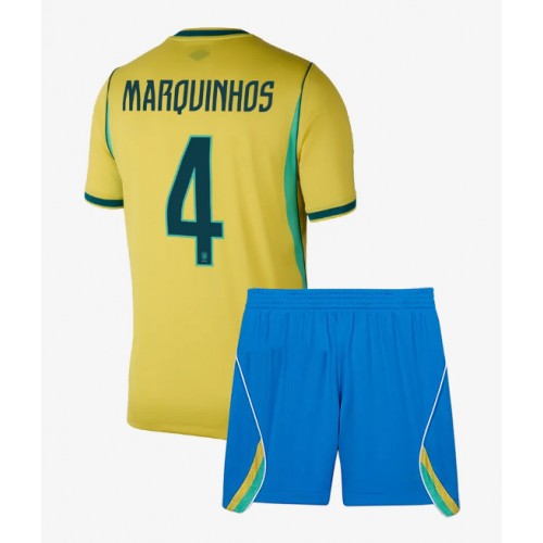 Brasilia Marquinhos #4 Kotipaita Lapsille MM-kisat 2026 Lyhythihainen (+ Lyhyet housut)